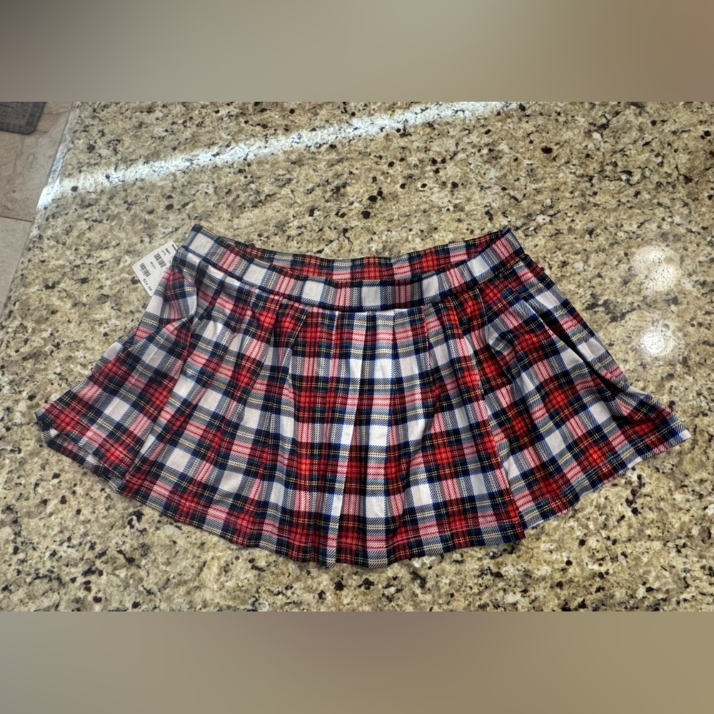 Fredrick's of Hollywood Plaid Mini Skirt - Red and Blue NEW